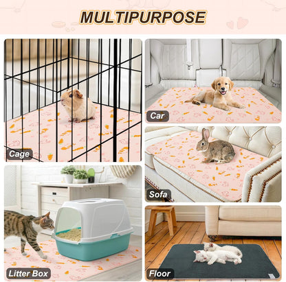2Pack Washable Reversible Guinea Pig Cage Liners, Fleece Bedding
