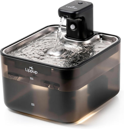 Cat Water Fountain Cordless, 88oz/2.6L Wireless Pet Water Fountain for Cats Indoor, Battery Operated Cat Drinking Fountain with Motion Sensor, Ultra Quiet Pump, BPA-Free, Black