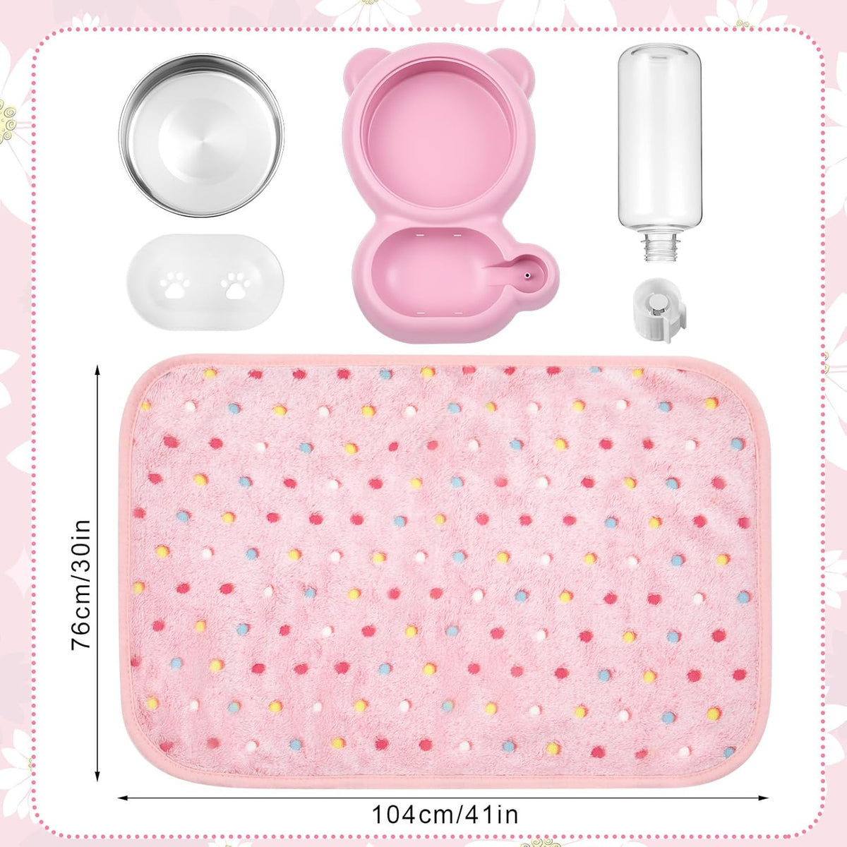 Pink Princess Cat Tent Bed Set for Kittens and Small Dogs, 13.78"