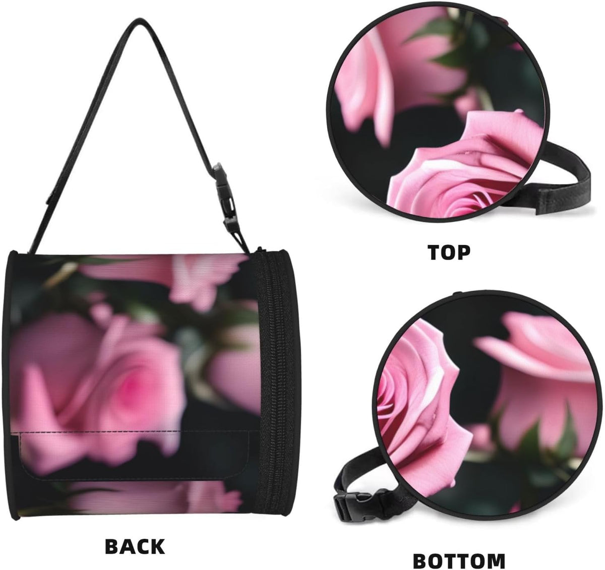 Pink Rose Print Print Cylinder Tissue Box Cover Portable Tissue Holder for Bathroom Car Office Home Indoor Outdoor