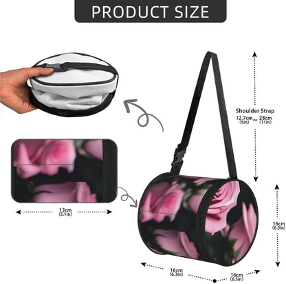 Pink Rose Print Print Cylinder Tissue Box Cover Portable Tissue Holder for Bathroom Car Office Home Indoor Outdoor
