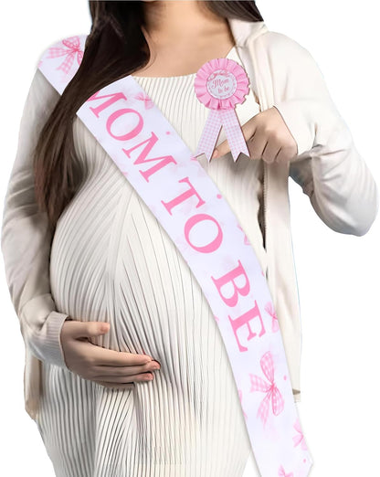 Bow Baby Shower Decorations for Girl Bow Tie Baby Shower Favors Mom to Be Pin Sash Dad to Be Corsage Pin for Pink It’s a Girl Gender Reveal Party Favors Pregnancy Photo Props Maternity