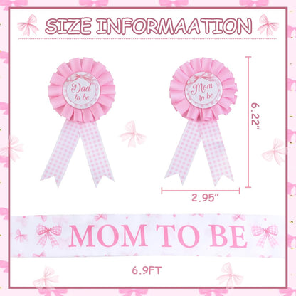 Bow Baby Shower Decorations for Girl Bow Tie Baby Shower Favors Mom to Be Pin Sash Dad to Be Corsage Pin for Pink It’s a Girl Gender Reveal Party Favors Pregnancy Photo Props Maternity
