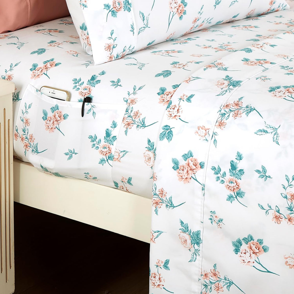 6-Piece Sheet Set Deep Pocket Floral, Queen, Celia Pink