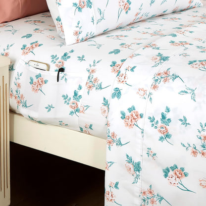 6-Piece Sheet Set Deep Pocket Floral, Queen, Celia Pink