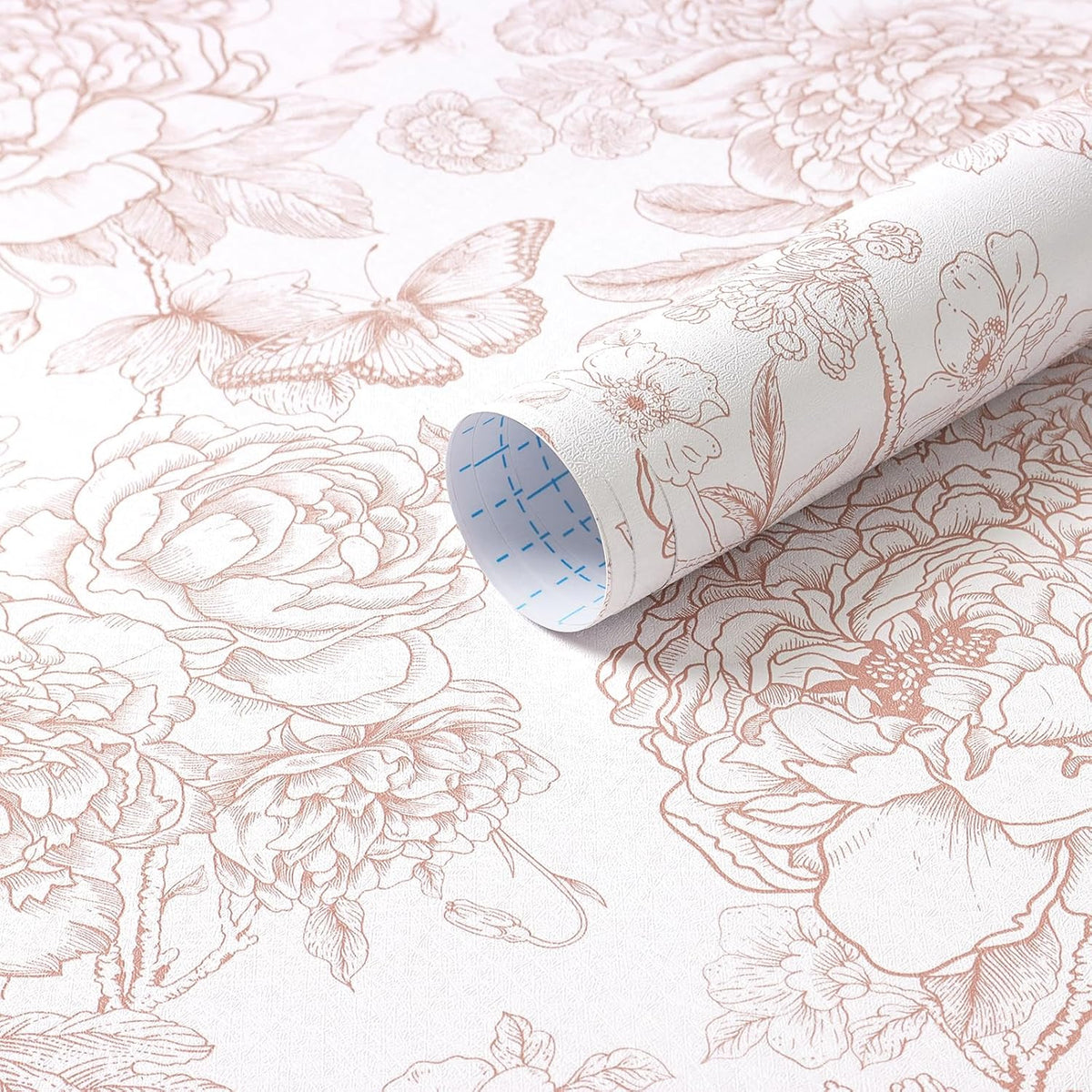 Floral Peel and Stick Wallpaper Pink and White Contact Paper Boho Wallpaper for Bedroom Peony Wall Paper for Bathroom Removable Self Adhesive Vinyl Rolls 17.3''×78.7''