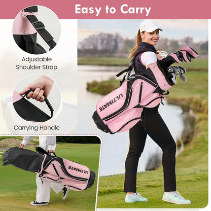 Complete Golf Club Set for Women, 12/14 PCS Right Hand Golf Set Includes #1 Driver & #3 Fairway & #4 Hybrid & #6/#7/#8/#9/#P Irons, Putter & Head Covers, Ladies Golf Clubs Full Set