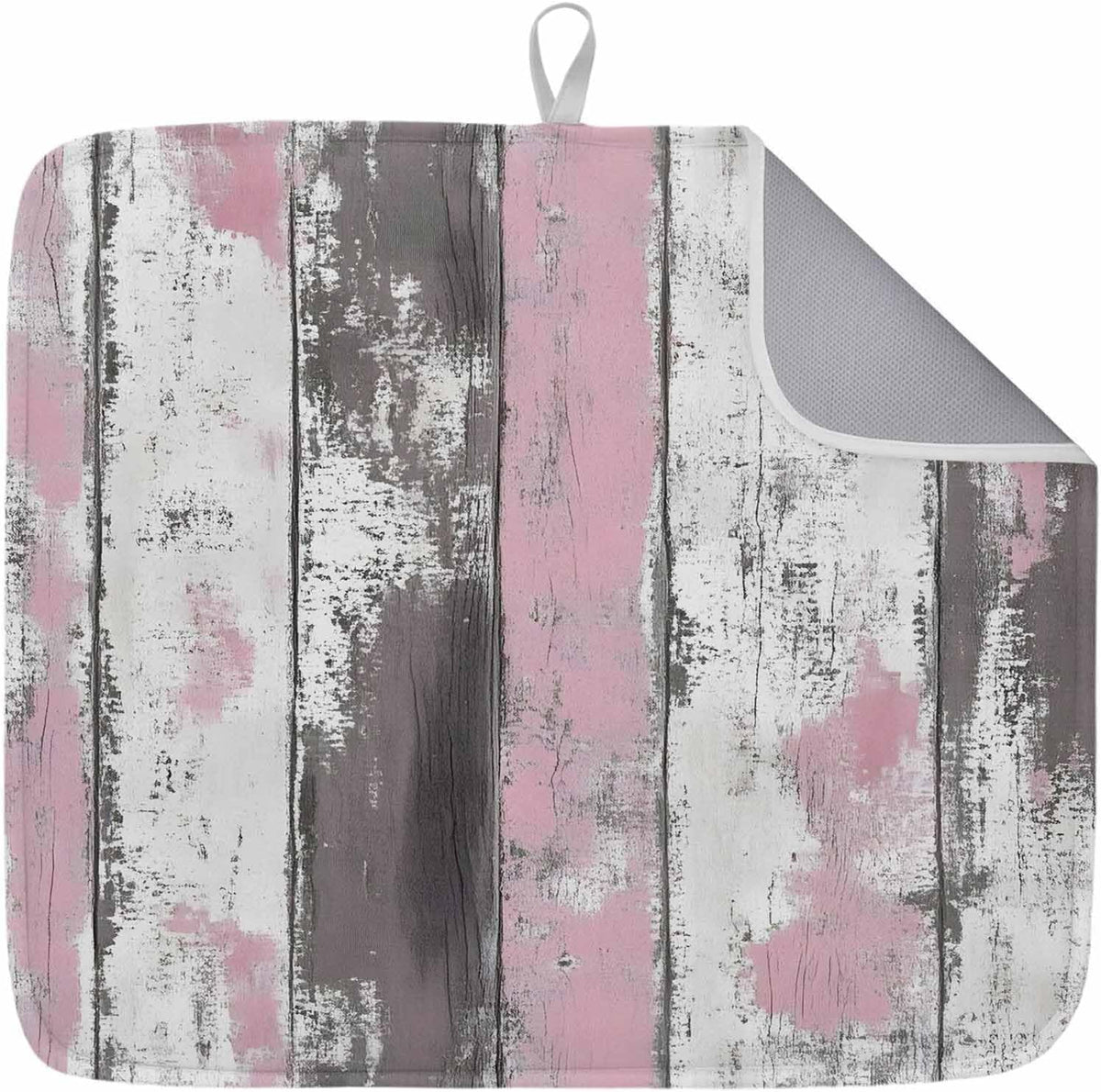 Dish Drying Mat Pink White Stripes Painting Kitchen Counter Drying Pad for Dishes Glasses Cups and Cookware Brown Wood Grain Absorbent Dish Drying Mat Machine Washable Kitchen Accessories 18" x 24"