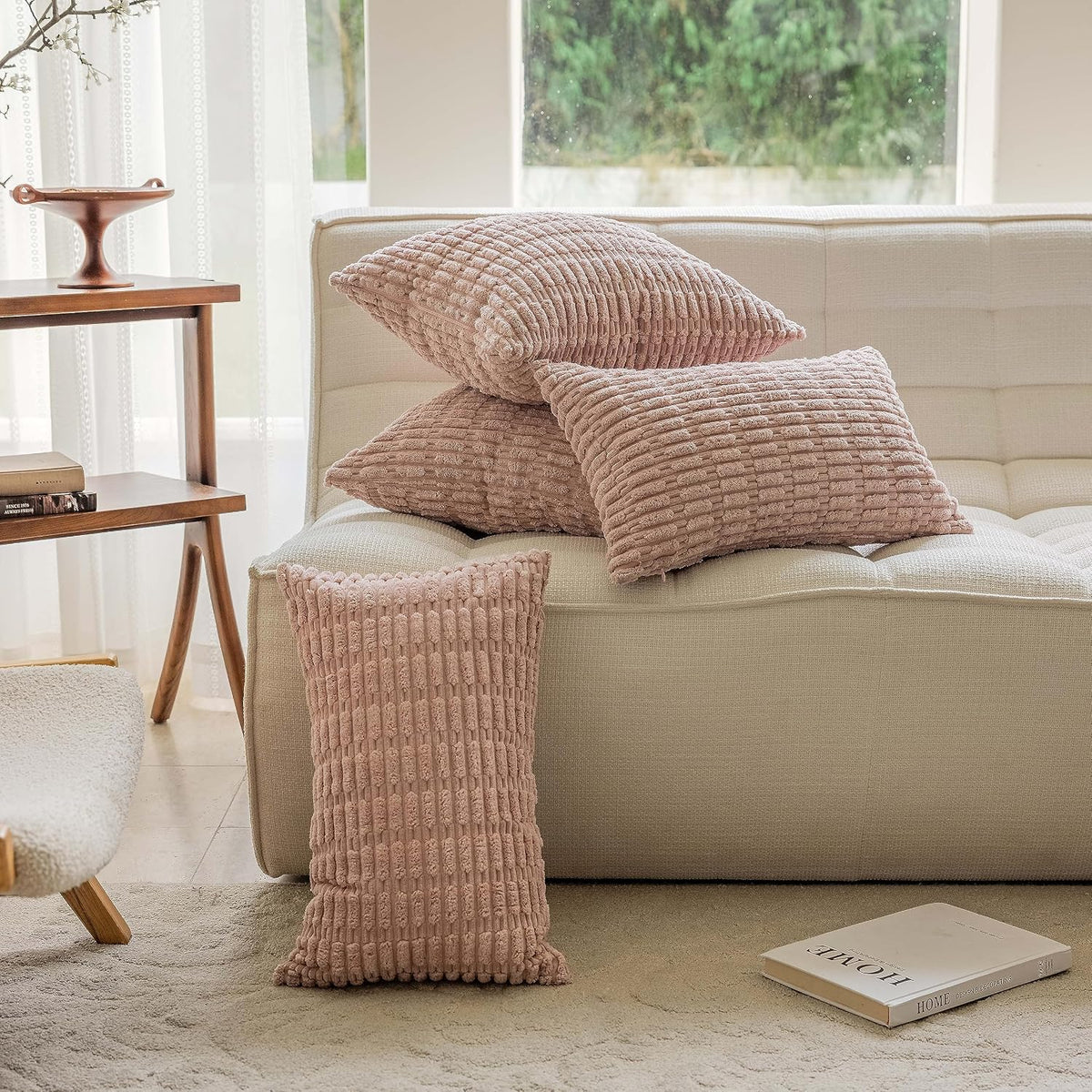 18x18 Pillow Covers Soft Pink Set of 2
