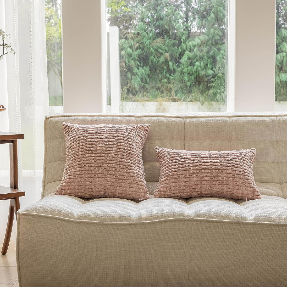 18x18 Pillow Covers Soft Pink Set of 2