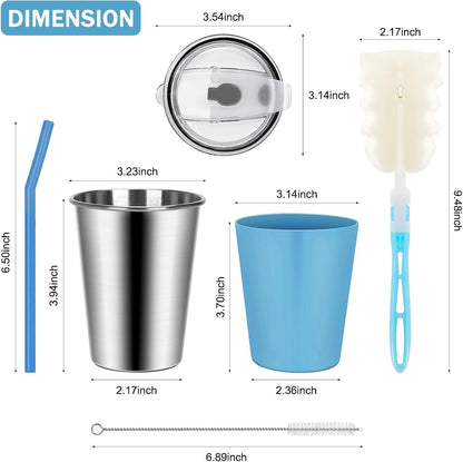 2 Pack Kids Cups with Straws and Lids Leak Proof, 12oz