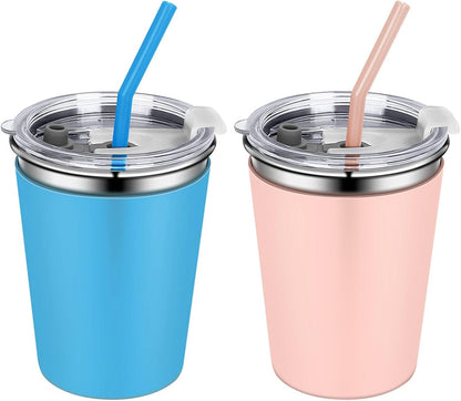 2 Pack Kids Cups with Straws and Lids Leak Proof, 12oz