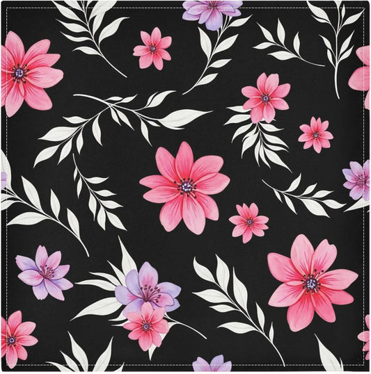 Cloth Napkins Set of 6, Pink Flowers Dinner Napkins Washable Table Napkins Ideal for Parties Weddings, 20x20 Inches