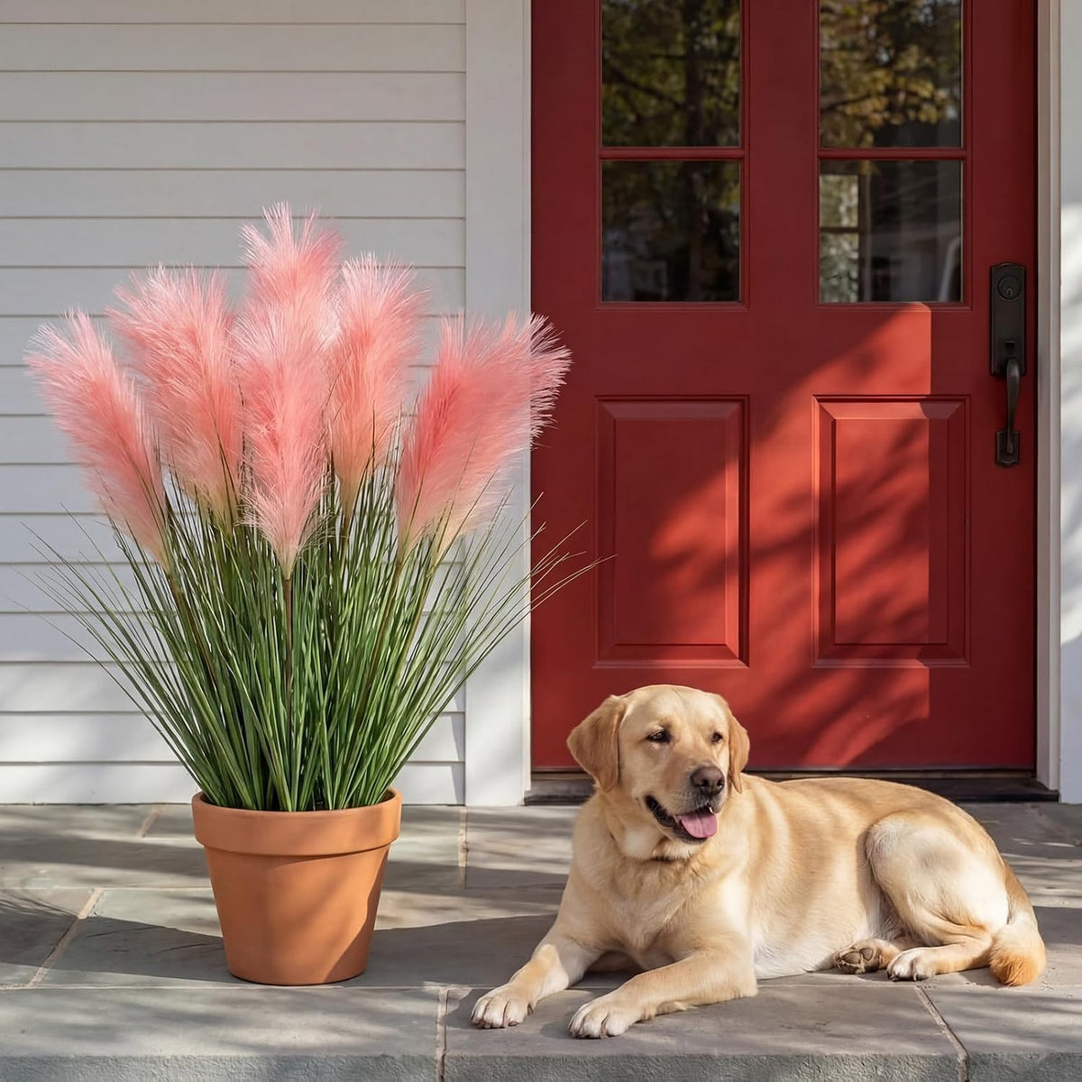 15 Pcs Artificial Pampas Grass 31.5" Pink Gradient Faux Pampas Stems with 3 Plumes Each, Fake Plant for Wedding Arch, Aisle Decor, Bridal Shower, Floor Vase Boho Home Decor