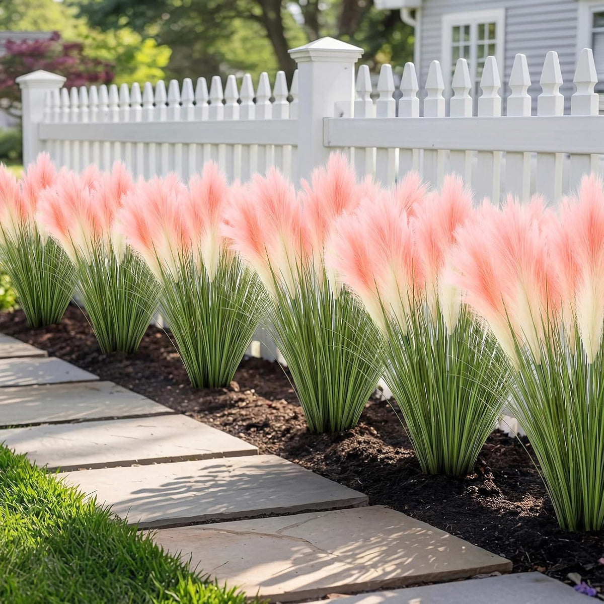 15 Pcs Artificial Pampas Grass 31.5" Pink Gradient Faux Pampas Stems with 3 Plumes Each, Fake Plant for Wedding Arch, Aisle Decor, Bridal Shower, Floor Vase Boho Home Decor