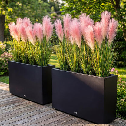 15 Pcs Artificial Pampas Grass 31.5" Pink Gradient Faux Pampas Stems with 3 Plumes Each, Fake Plant for Wedding Arch, Aisle Decor, Bridal Shower, Floor Vase Boho Home Decor