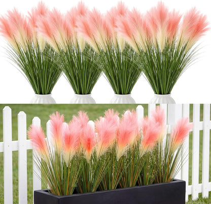 15 Pcs Artificial Pampas Grass 31.5" Pink Gradient Faux Pampas Stems with 3 Plumes Each, Fake Plant for Wedding Arch, Aisle Decor, Bridal Shower, Floor Vase Boho Home Decor