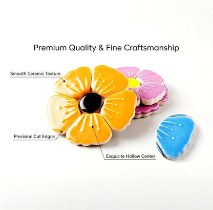 6Piece Flower Ceramic Mosaic Tile Set Floral Ceramic Mosaic Tiles for DIY Crafts Garden Decor Pottery Coasters and Artistic Projects Mosaic Tiles for Crafts — Pink