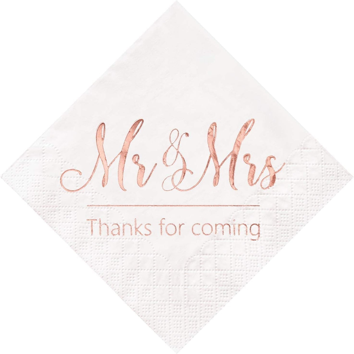 Wedding Napkins Mr Mrs Rose Gold Cocktail Beverage Dessert Napkins for Wedding Tabel Decoration Engagement Party Supplies, 100 Pcs, 3-Ply