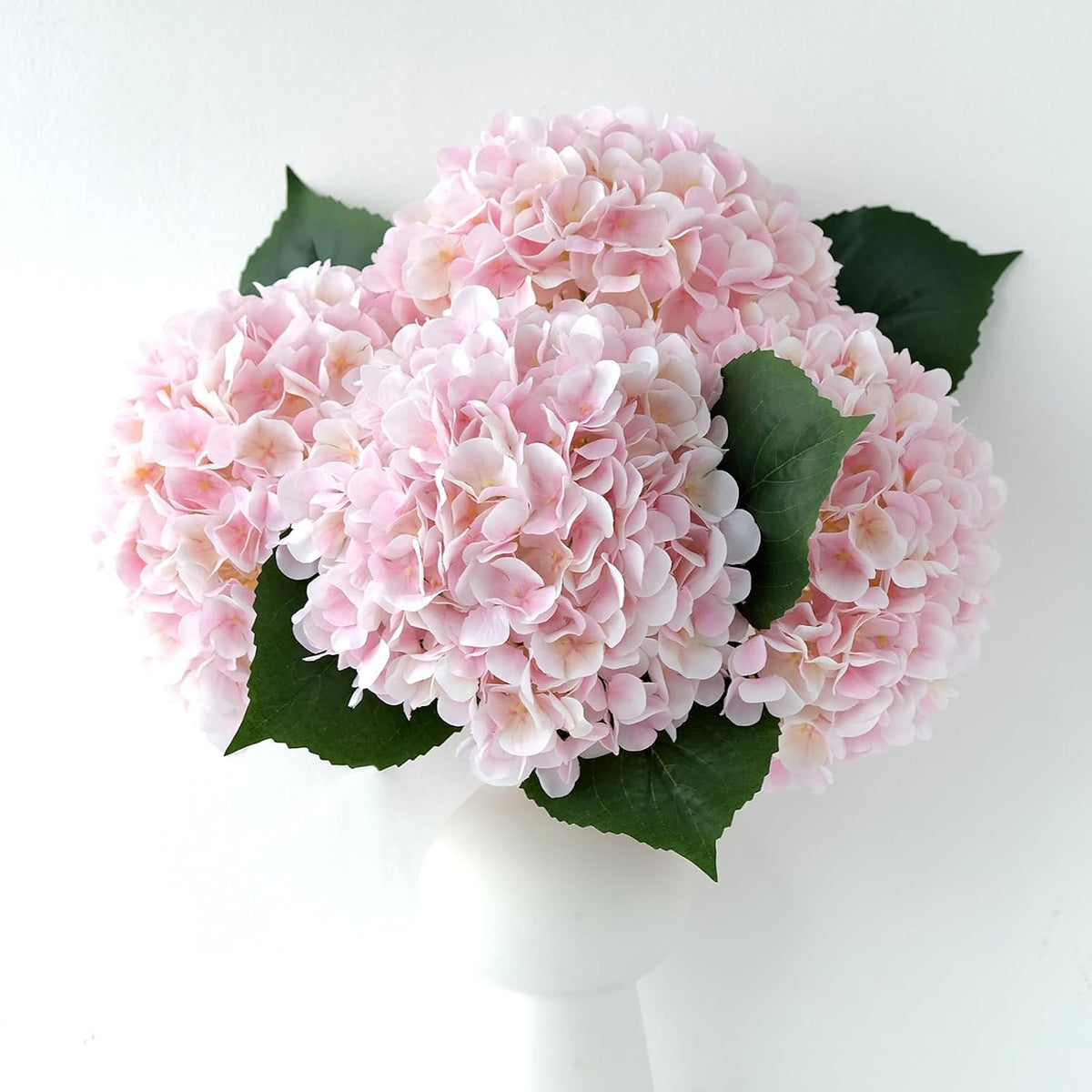 4Pcs Light Pink Silk Hydrangea Artificial Flower Big Blooms 20'' Long Stem Faux Hydrangea for Home Baby Shower Party Indoor Outdoor Wedding Table Centerpiece Spring Flower Decor