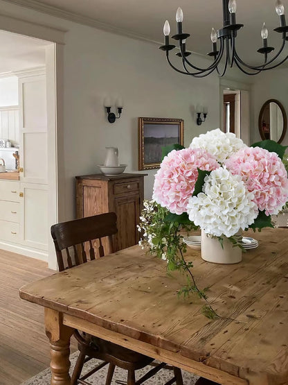 4Pcs Light Pink Silk Hydrangea Artificial Flower Big Blooms 20'' Long Stem Faux Hydrangea for Home Baby Shower Party Indoor Outdoor Wedding Table Centerpiece Spring Flower Decor