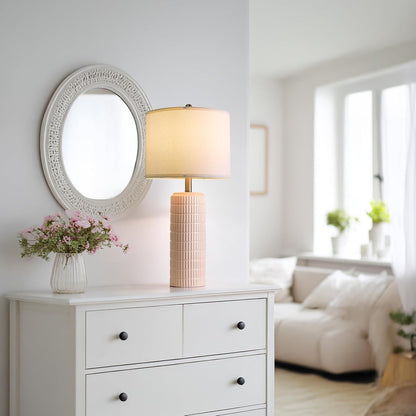 27.5" Pink Ceramic Table Lamps for Girls Room Set of 2, Modern Bedroom Lamps, Bedside Lamps for Night Stands Living Room, Cute Lamps Pink Decor, Nightstands Desk Nursery