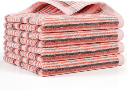 Premium Cotton Kitchen Dish Towels for Drying Dishes,Large Long Kitchen Hand Towels, Thick Highly Absorbent Dish Clothes Tea Towel Sets with Hanging Loop, 16" X 26", 4 Pcs, Pink