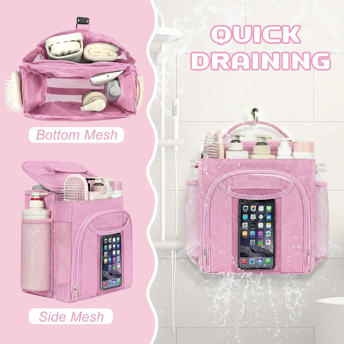 Mesh Shower Caddy Portable, Shower Tote Bag for Dorm Room Essentials