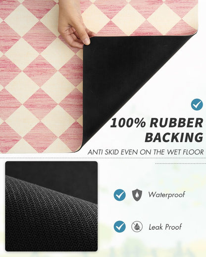 Coffee Mat Hide Stain Rubber Backed Absorbent Dish Drying Mat for Kitchen Counter - Fits Under Coffee Maker or Machine - PINK 12X19