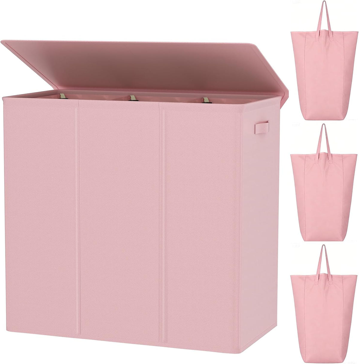 180L Laundry Hamper 3 Section, Large Laundry Basket with Lid