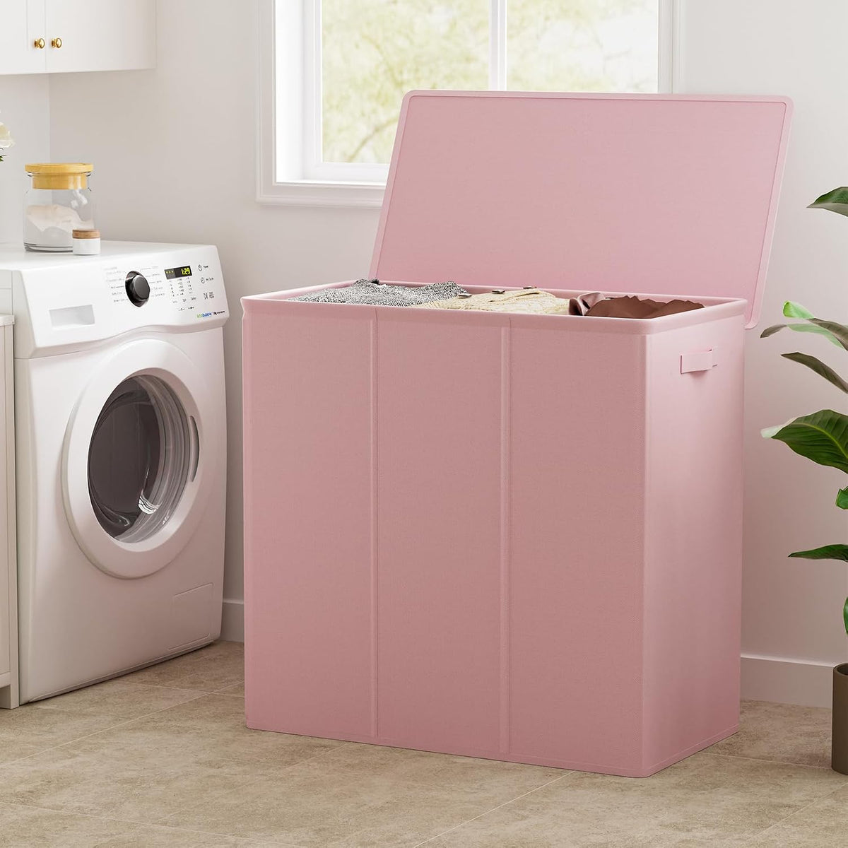 180L Laundry Hamper 3 Section, Large Laundry Basket with Lid