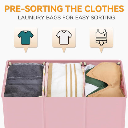 180L Laundry Hamper 3 Section, Large Laundry Basket with Lid