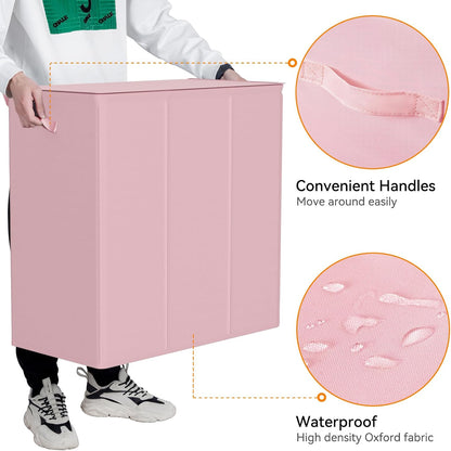 180L Laundry Hamper 3 Section, Large Laundry Basket with Lid