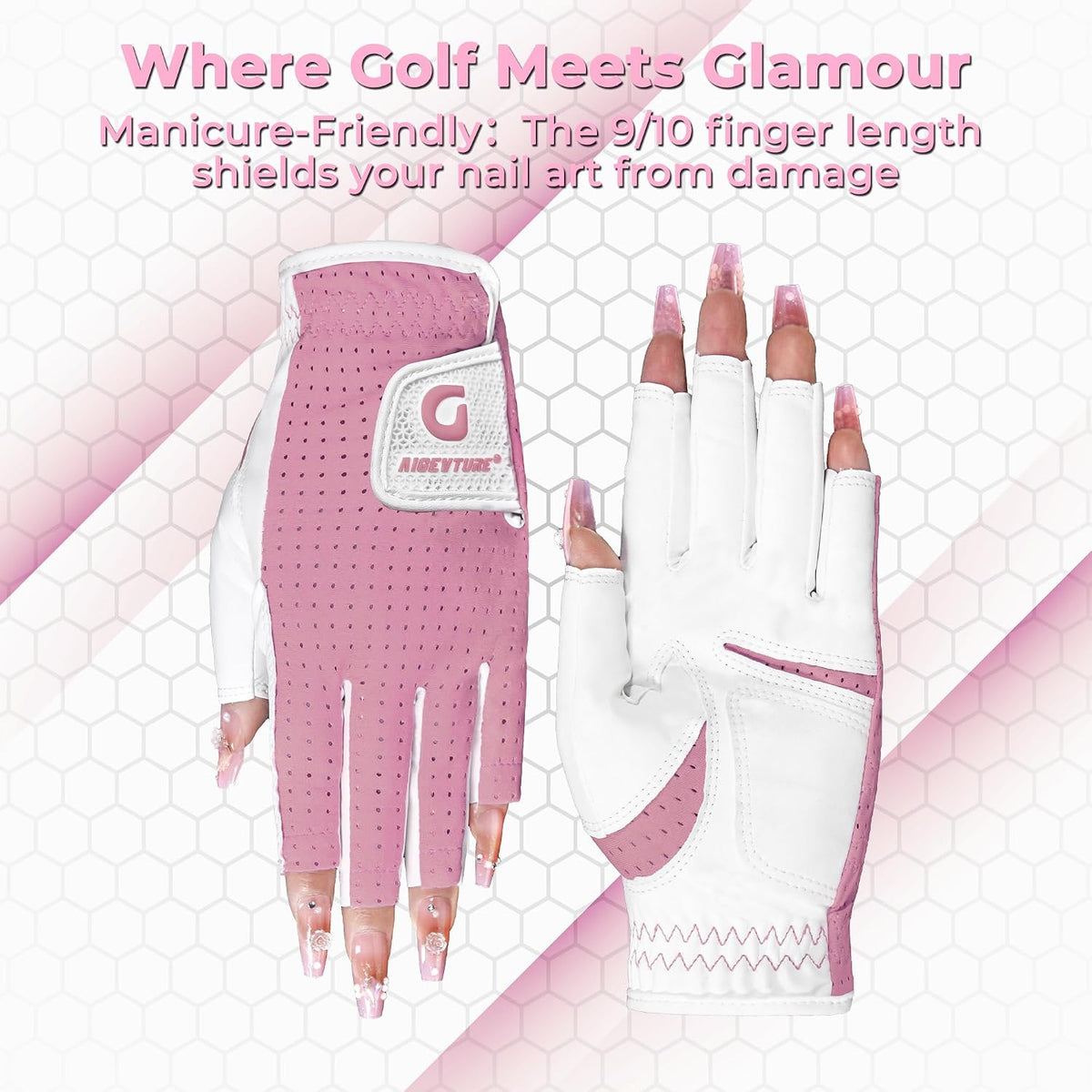 Womens Golf Gloves Ladies Golf Gloves Breathable Yoga Mesh Back for Fashion Conscious Golfers