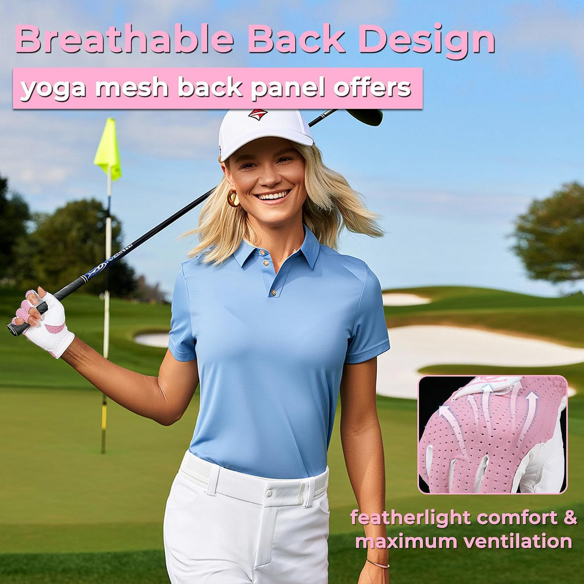 Womens Golf Gloves Ladies Golf Gloves Breathable Yoga Mesh Back for Fashion Conscious Golfers