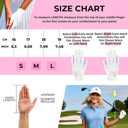 Womens Golf Gloves Ladies Golf Gloves Breathable Yoga Mesh Back for Fashion Conscious Golfers