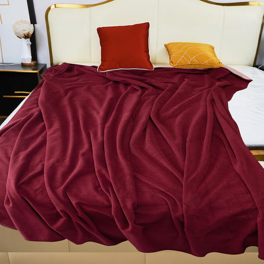 Ahinahwap Waterproof Blanket for Bed Couch Sofa, 60"x80" Reversible & Washable, Waterproof Blanket Queen Size, Water Resistant Twin Bed Blankets, Leakproof (Burgundy/Rose Pink)