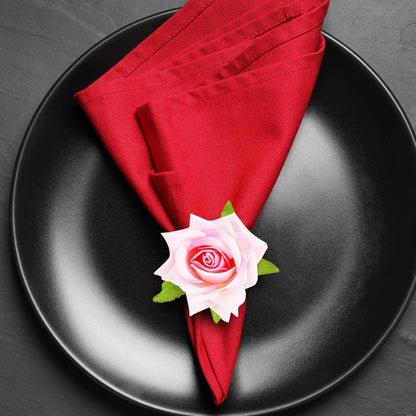 Set of 24 Flower Christmas Napkin Rings Champagne Rose Napkin Rings Handicraft Pink Napkin Holder Wedding Napkin Holder Table Decoration for Mother Wedding Banquet Birthday Party