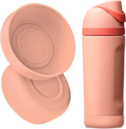 2Pcs Silicone Bottle Boot for Owala Kids Water Bottles, Compatible with Owala FreeSip 16oz,12oz, Kids Tumbler 15oz,Flip 14oz Food-Grade Anti-Slip, Scratch-Resistant,for School&Travel (Peach of Mind)