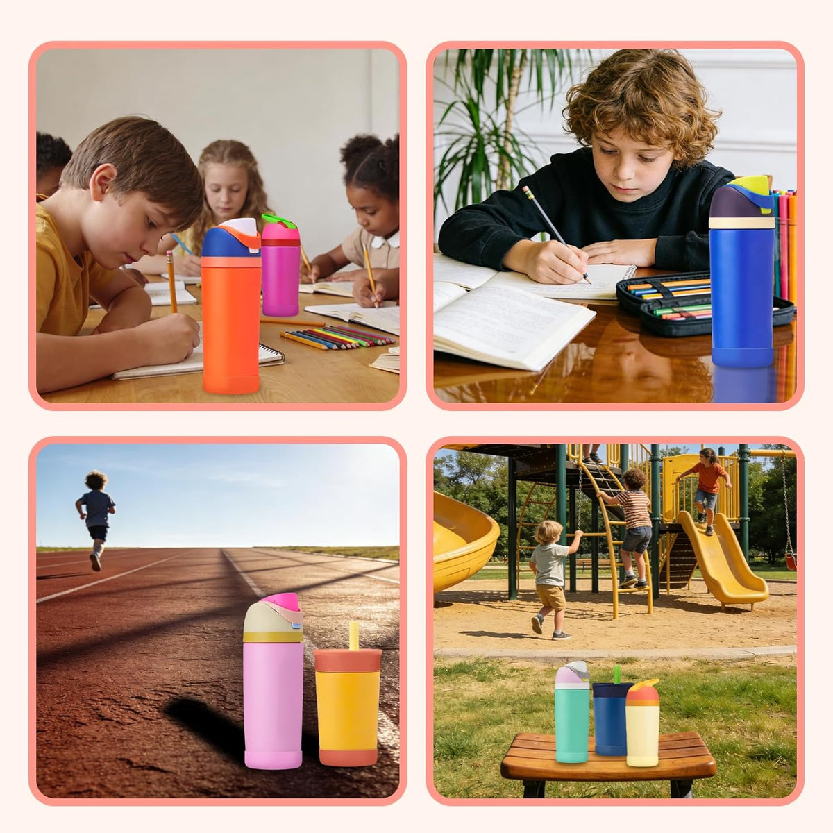 2Pcs Silicone Bottle Boot for Owala Kids Water Bottles, Compatible with Owala FreeSip 16oz,12oz, Kids Tumbler 15oz,Flip 14oz Food-Grade Anti-Slip, Scratch-Resistant,for School&Travel (Peach of Mind)