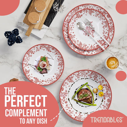 Disposable Plates for Party Supplies | Pink Floral Plastic Plates for Wedding 80 Pcs - 40 X 8 & 40 X 10 Dinner Plate Sets | Floral Plate Set Disposable Plastic Dinnerware Sets
