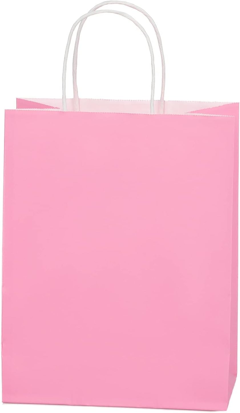 Pink Paper Gift Bags with Handles DIY Birthday Party Favor Bags