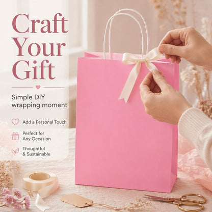 Pink Paper Gift Bags with Handles DIY Birthday Party Favor Bags