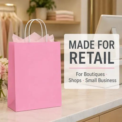 Pink Paper Gift Bags with Handles DIY Birthday Party Favor Bags