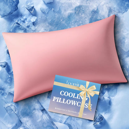 Cooling Pillow Case Standard Size Pillow Cover with Zipper for Hot Sleepers – Breathable & Gentle on Skin, All-Night Comfort (Pink, 1Pcs)