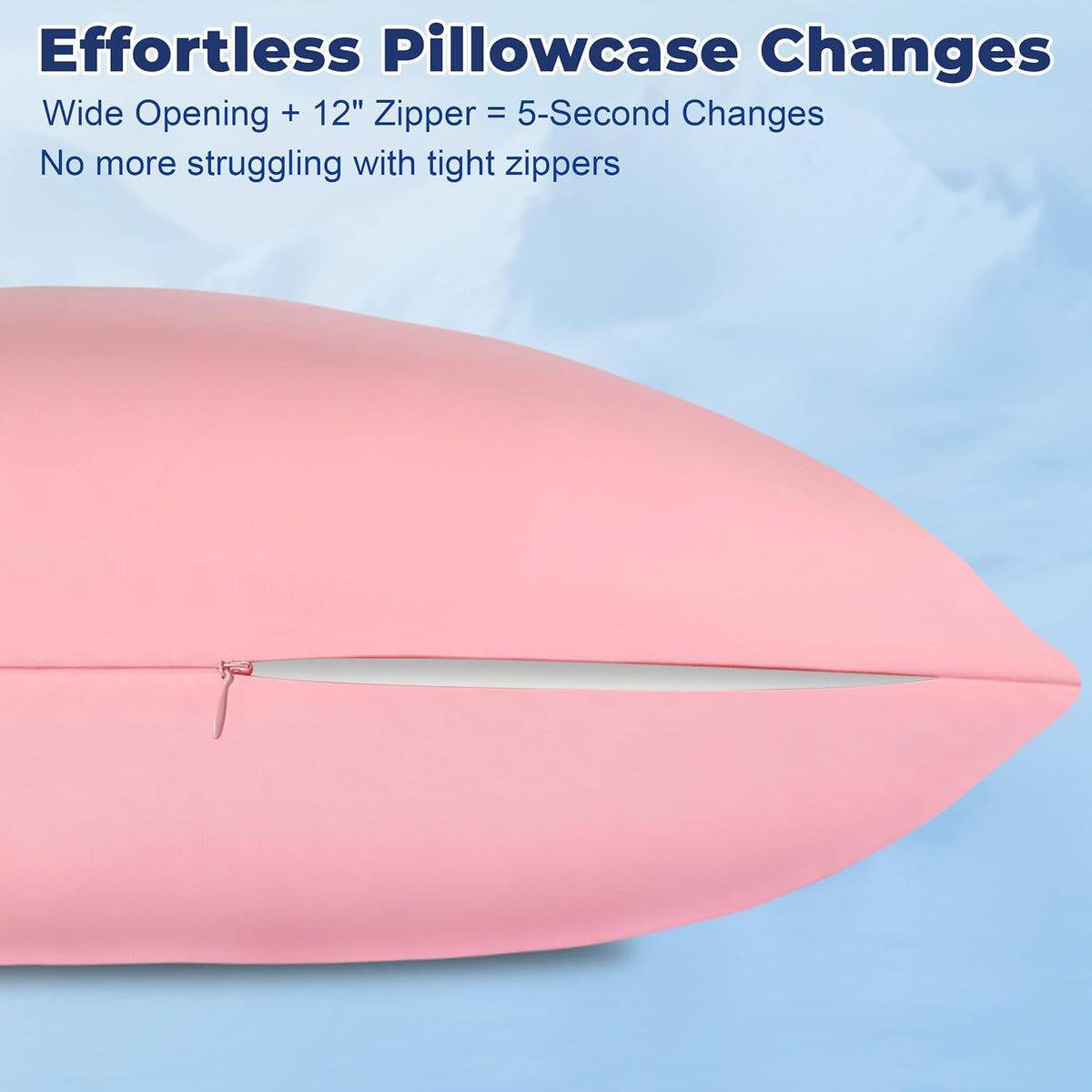 Cooling Pillow Case Standard Size Pillow Cover with Zipper for Hot Sleepers – Breathable & Gentle on Skin, All-Night Comfort (Pink, 1Pcs)