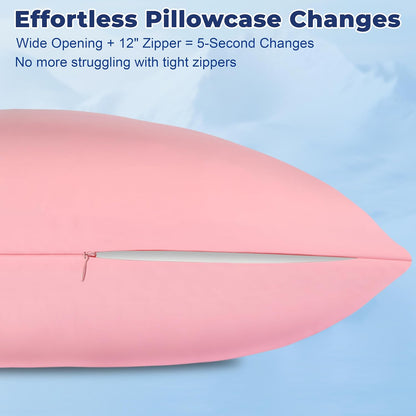 Cooling Pillow Case Standard Size Pillow Cover with Zipper for Hot Sleepers – Breathable & Gentle on Skin, All-Night Comfort (Pink, 1Pcs)