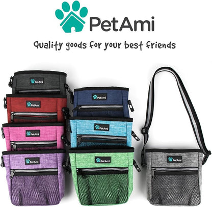 Dog Treat Pouch, Pet Treat Pouch for Training, Dog Walking Bag Holder for Kibbles, Pet Food Toy, Dog Trainer Essentials Supplies, Poop Bag Dispenser, 3 Ways to Wear (Pink)