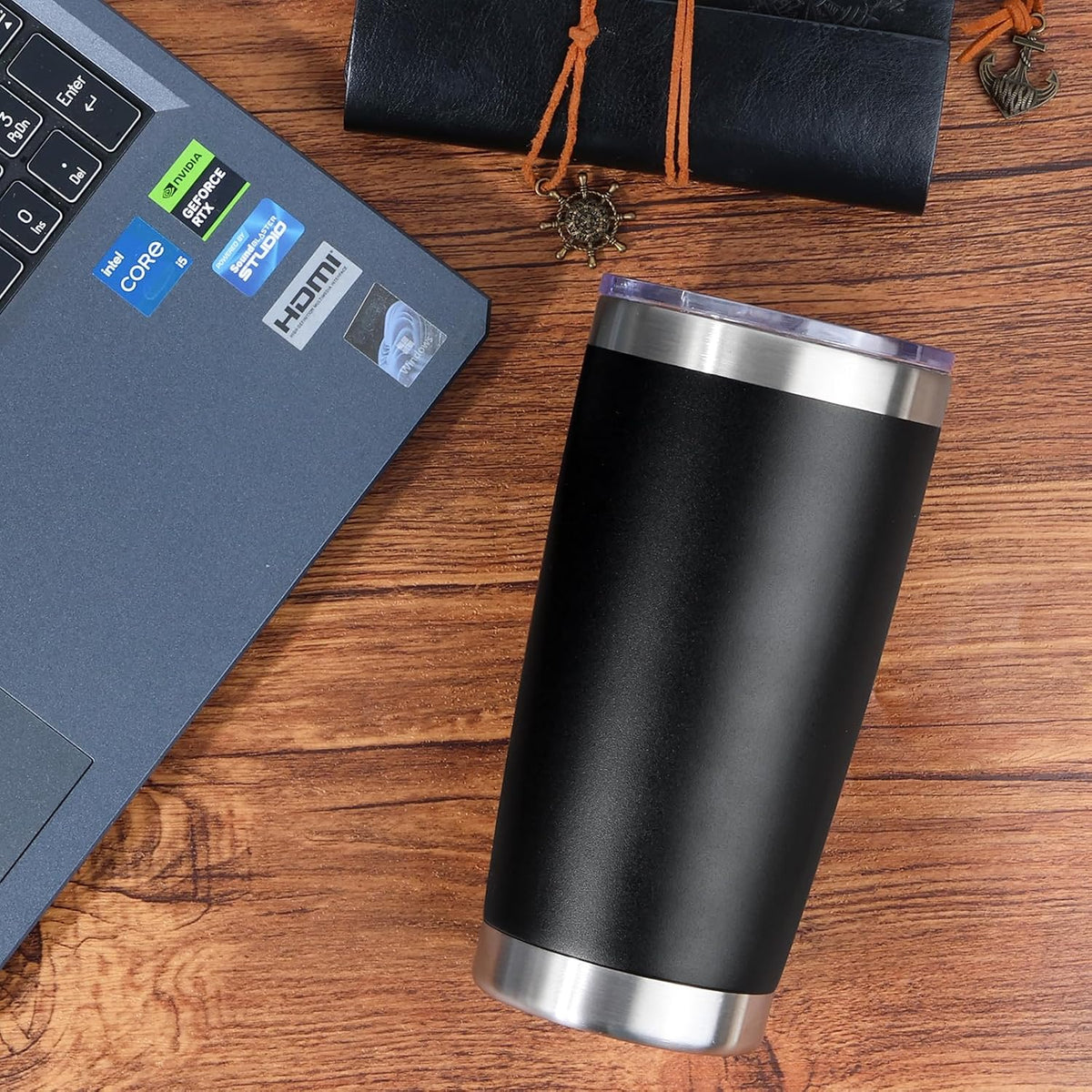 20oz Stainless Steel Tumbler with Lid, Travel Mug - Double Wall Vacuum Powder Coated Cup - Light Pink, 1 Pack