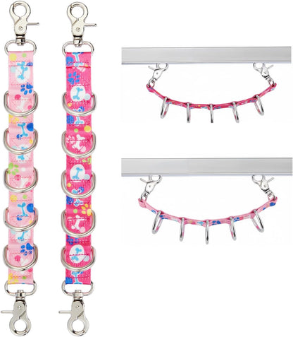 Dog Grooming Loop 2 Pack Dogs Grooming Table Arm Extension Straps Cute Unique Paw Pattern Double Snaps & 5 D-Ring Design Extender Strap for Pet Salon(Pattern-2)